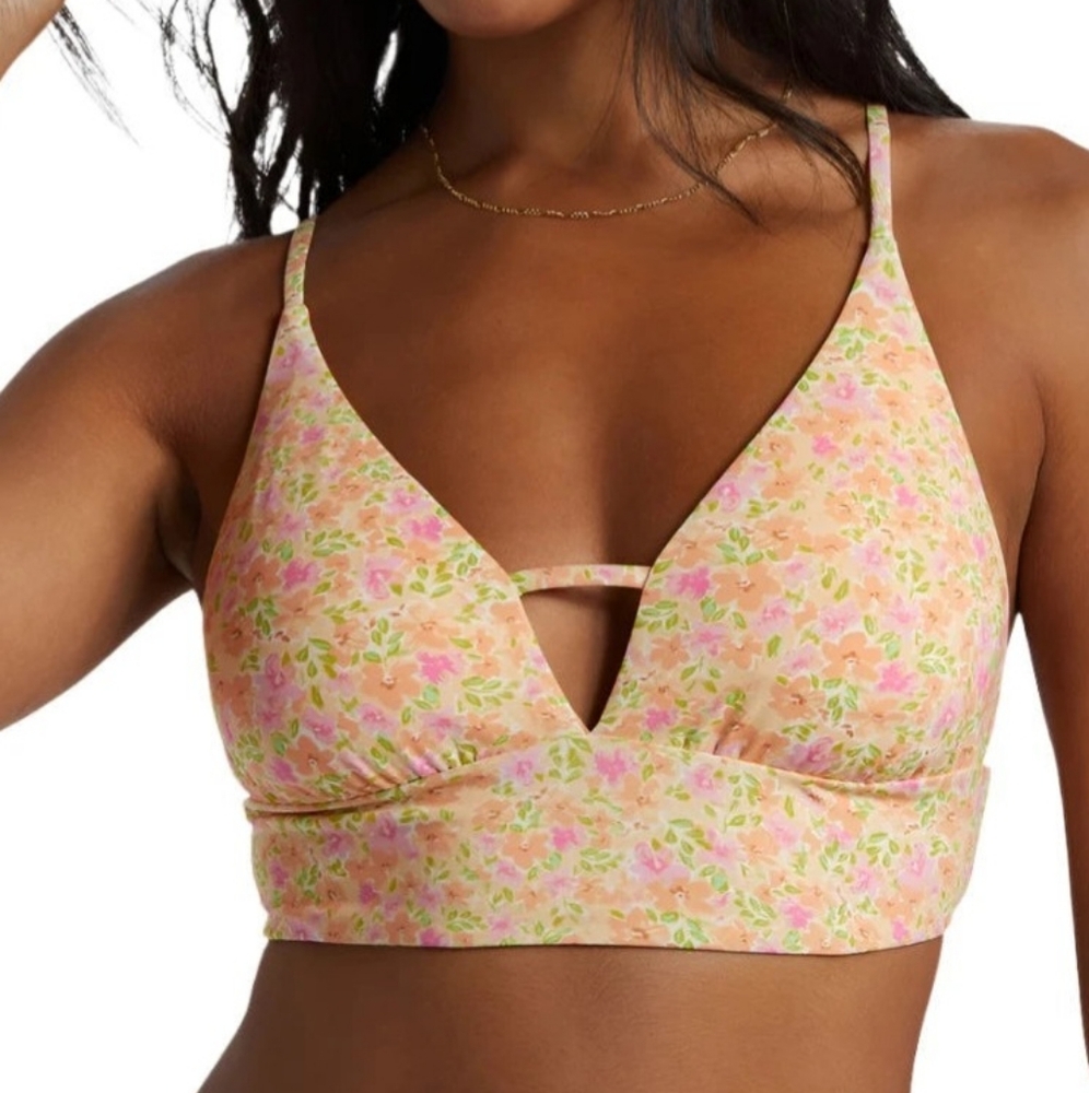 🐡BILLABONG CLASSIC PRINTED V-NECK BIKINI TOP SIZE S/8